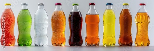 Drink Bottles. Assorted Carbonated Soft Drinks in Plastic Bottles photo