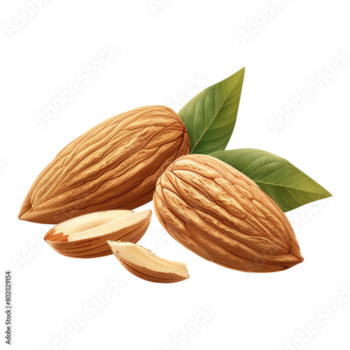 Photo of almond isolated on transparent background