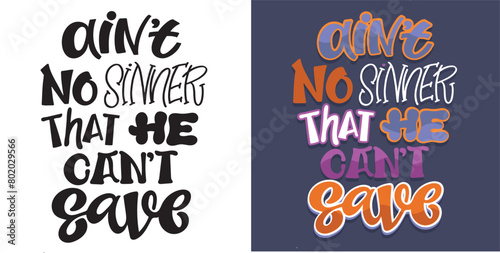 Postcard about Jesus - Lettering quote hand drawn doodle postcard. T-shirt design, mug print.