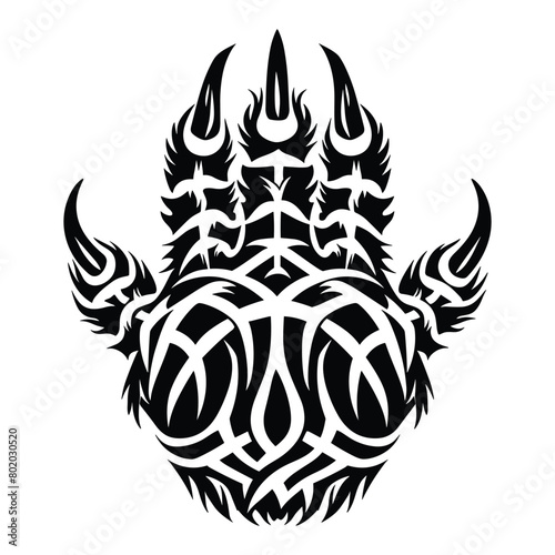 Celtic big bear paw. Bear Claw Vector Image, Logo Symbol, Celtic pattern, black and white vector illustration