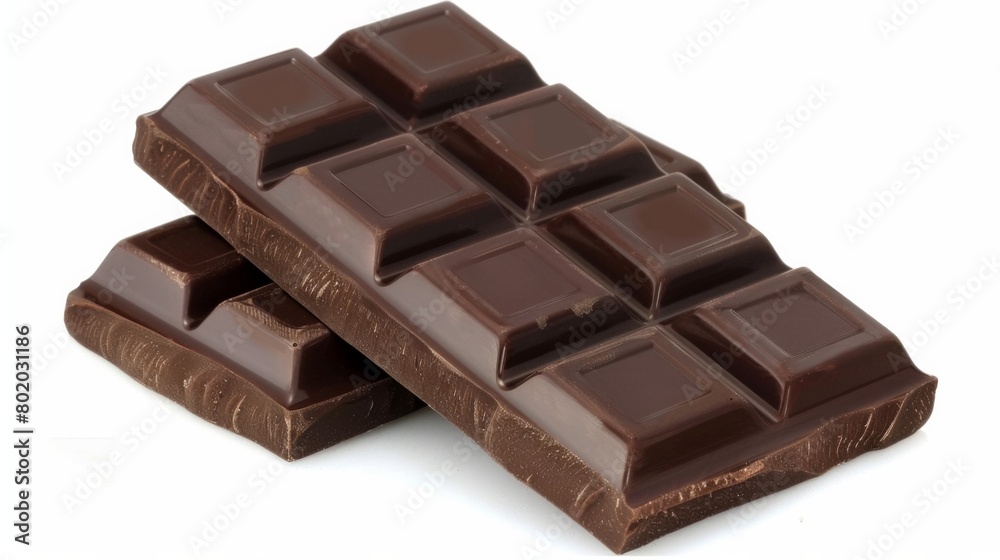 Assorted Dark Chocolate Pieces Close-Up isolated in white background Assorted Dark Chocolate Pieces Close-Up isolated in white background