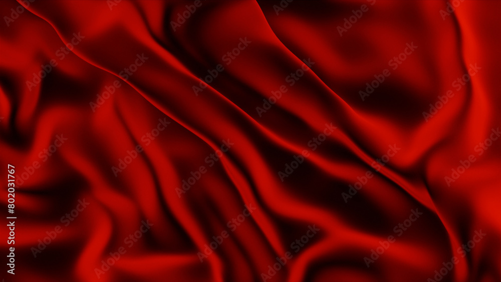 Red abstract silk textile background. 3d render.