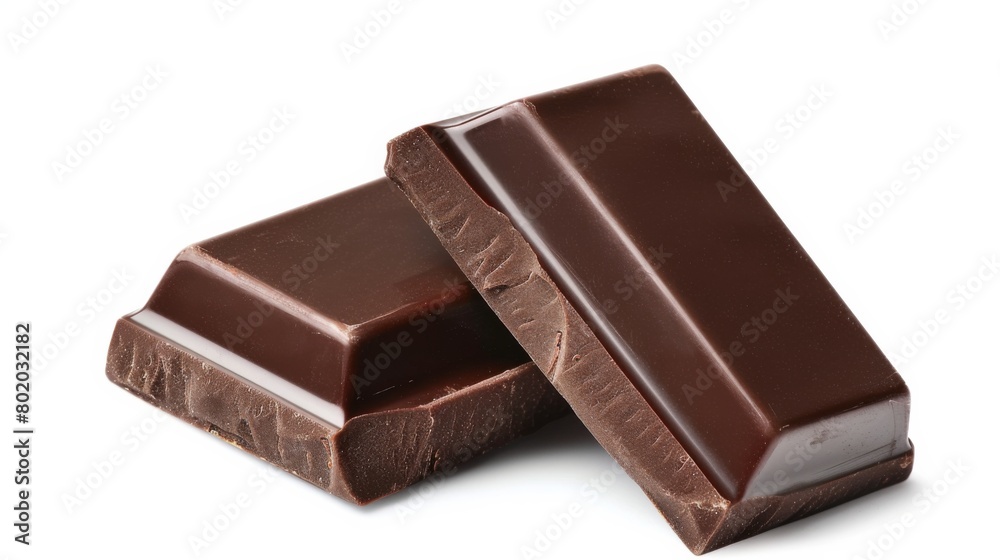 Assorted Dark Chocolate Pieces Close-Up isolated in white background Assorted Dark Chocolate Pieces Close-Up isolated in white background