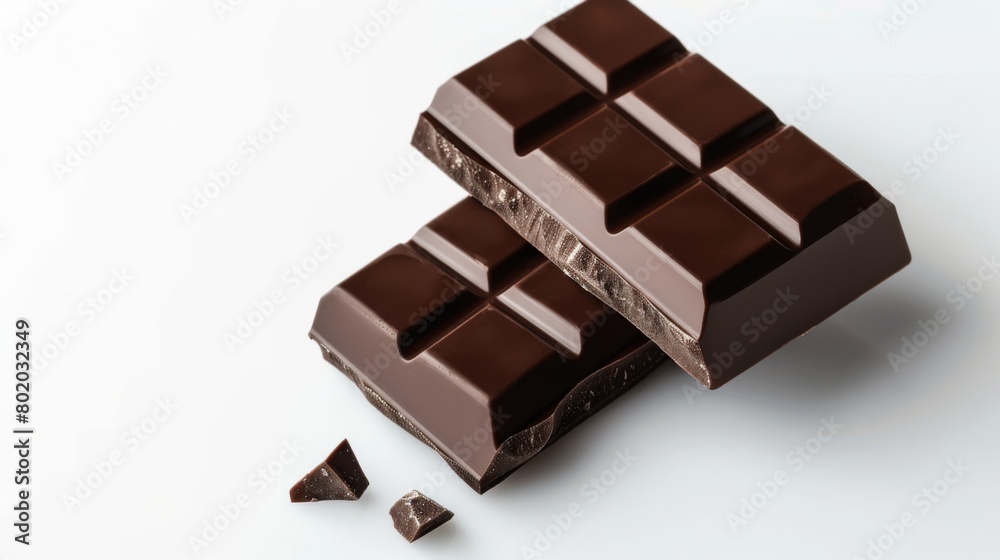 Assorted Dark Chocolate Pieces Close-Up isolated in white background Assorted Dark Chocolate Pieces Close-Up isolated in white background