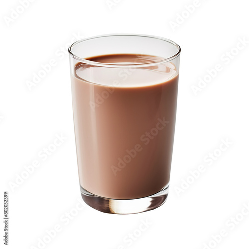 Glass of chocolate milk isolated on white background