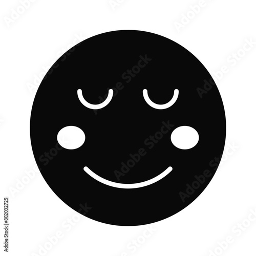 Calm face emoji icon, proud, cool expressions vector design