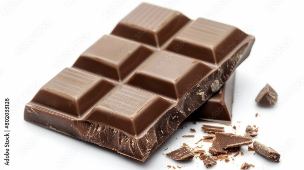 Assorted Dark Chocolate Pieces Close-Up isolated in white background Assorted Dark Chocolate Pieces Close-Up isolated in white background