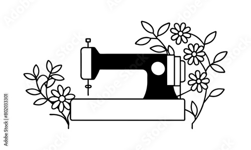 Floral sewing machine silhouette
