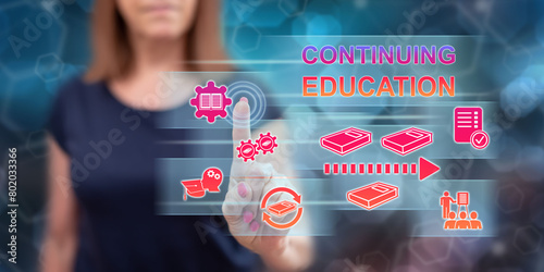 Quadro su tela Woman touching a continuing education concept