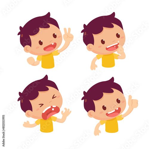 The kid loses the first tooth. Tooth Fell Out. Child's tooth development.