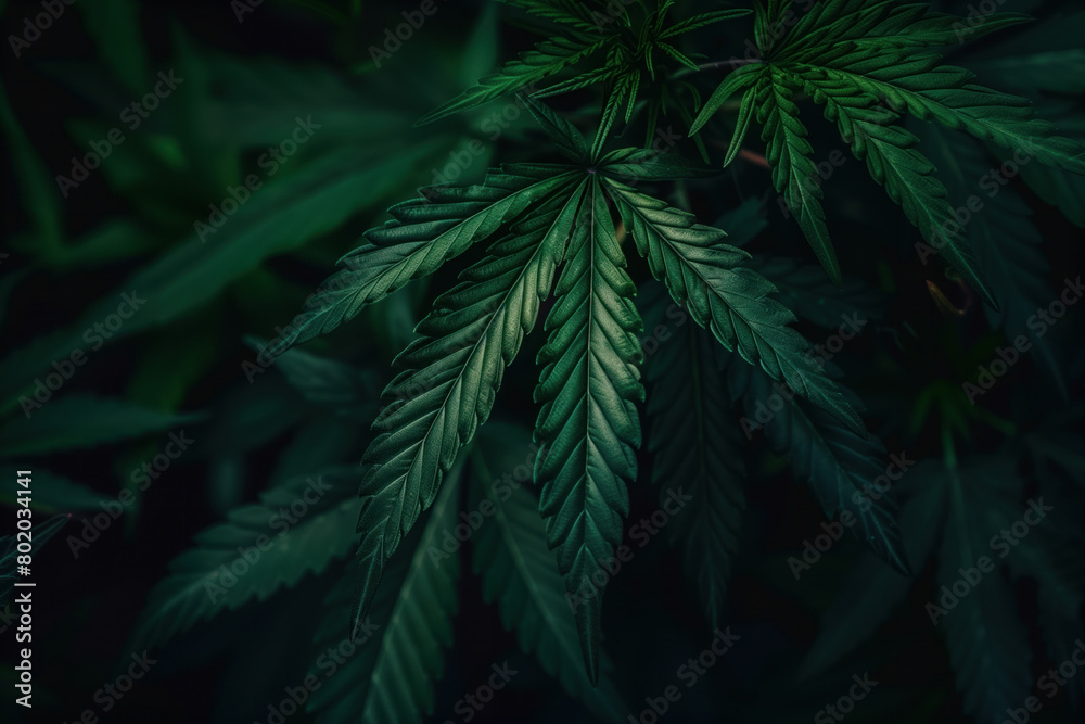 Marijuana Leaves, Cannabis Plant, Buds, Generative AI