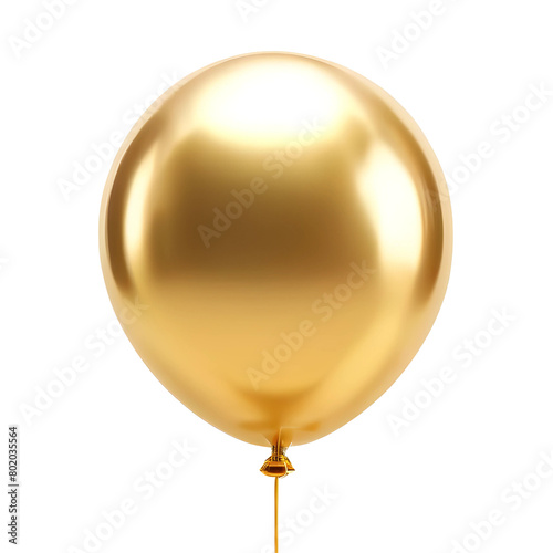 3d glossy and shiny golden balloon isolated on transparent background, png