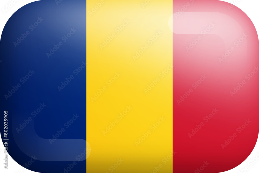 Fototapeta premium Romania Official National Flag 3D Rounded Glossy Icon Isolated Design Element
