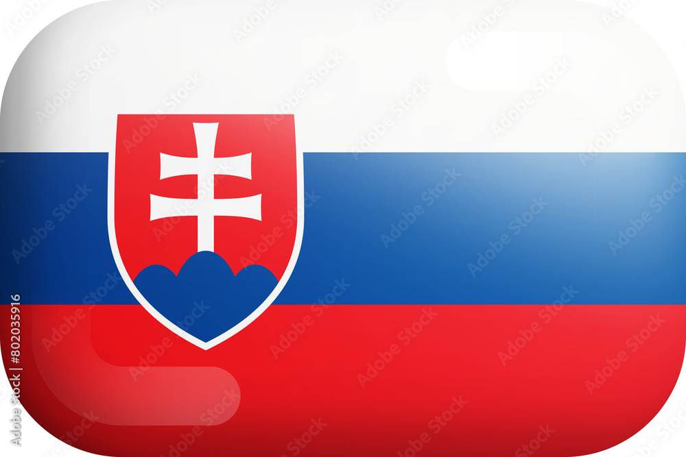 Fototapeta premium Slovakia Official National Flag 3D Rounded Glossy Icon Isolated Design Element