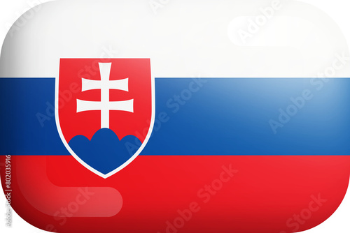 Slovakia Official National Flag 3D Rounded Glossy Icon Isolated Design Element