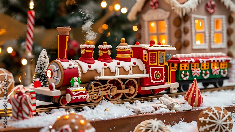 Holiday Express - Gingerbread Station - Festive Christmas Train and Decor - Yuletide Glow