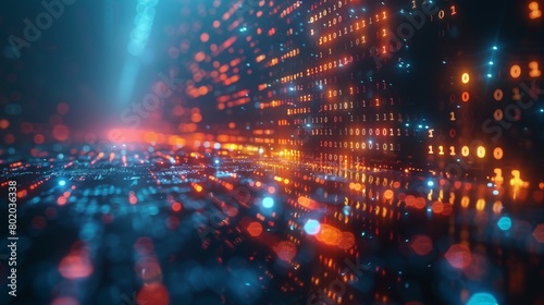 Abstract Background of Binary Code and AI Algorithms. Technology and Innovation Concept in Blue and Purple Shades，4k wallpaper, HD background image