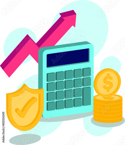 Secure Financial Growth with Calculator and Protective Shield.