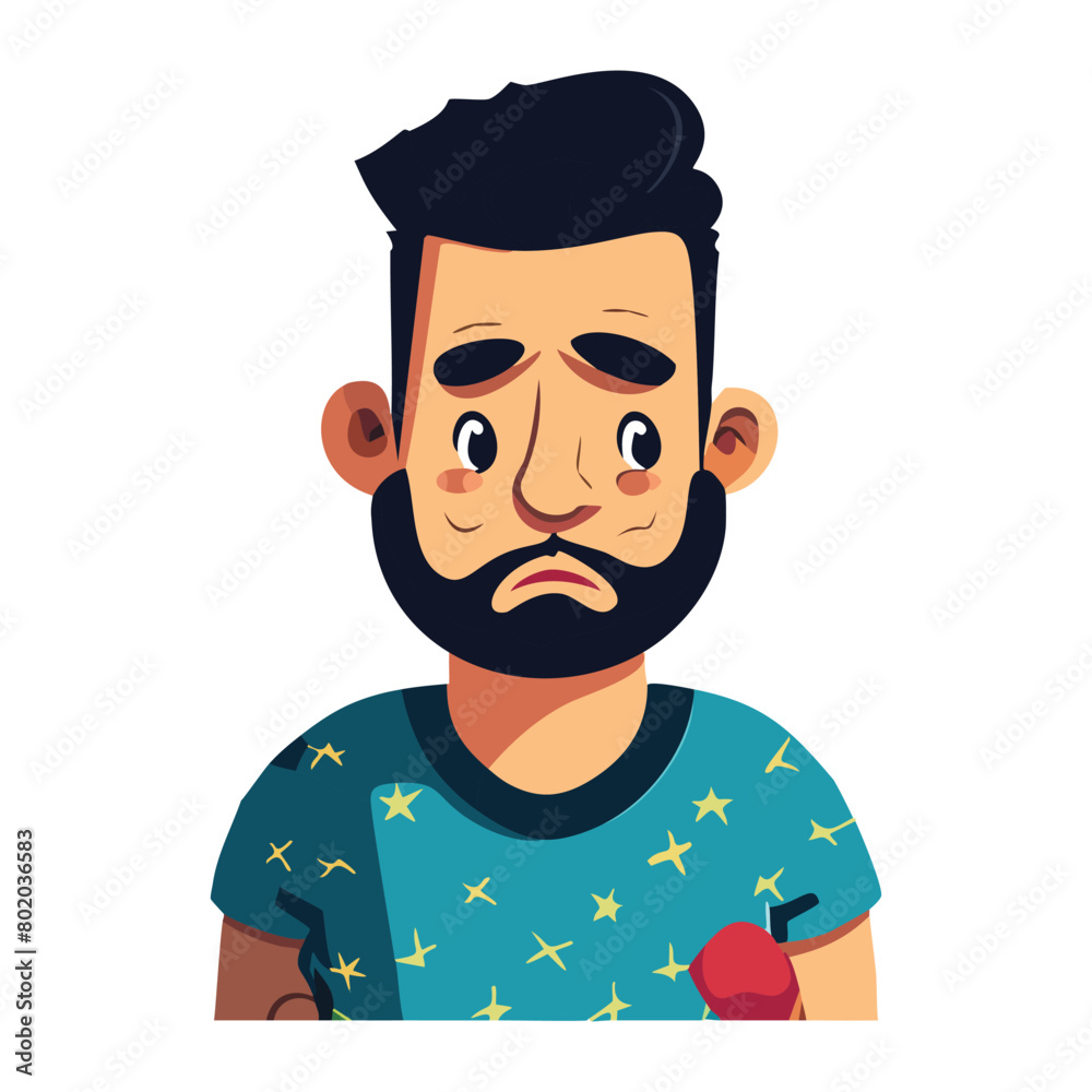 illustration of a sulking male character with a very sulky or disappointed facial expression illustration of a sulking male character with a very sulky or disappointed facial expression