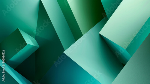 bold geometric shapes of emerald green and sky blue, ideal for an elegant abstract background