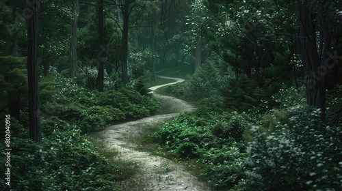 A captivating image of a winding path through a forest, evoking a sense of journey and progress in overcoming PTSD on National PTSD Awareness Day.