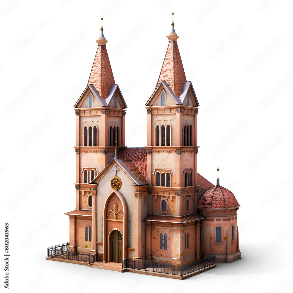 A small stone church with a steeple and a cross on top. The church is empty and has a very old and rustic appearance. Generative AI A small stone church with a steeple and a cross on top. The church is empty and has a very old and rustic appearance. Generative AI