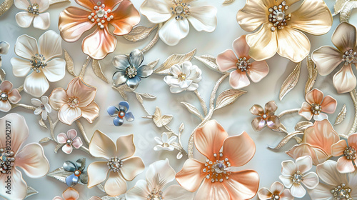 A beautiful floral pattern created using an assortment of rhinestones, arranged in a captivating design that mimics the natural beauty of blooming flowers.