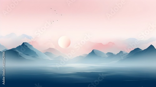 Simple Background for Isolation Concept, Minimality with a Soft Background, Hand Edited Generative A