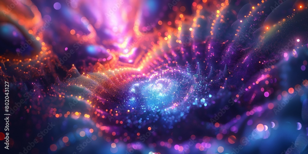 Schöner moderner futuristischer Bildschirm Hintergrund in leucht Neon Farben mit einzigartigen Formen und Muster