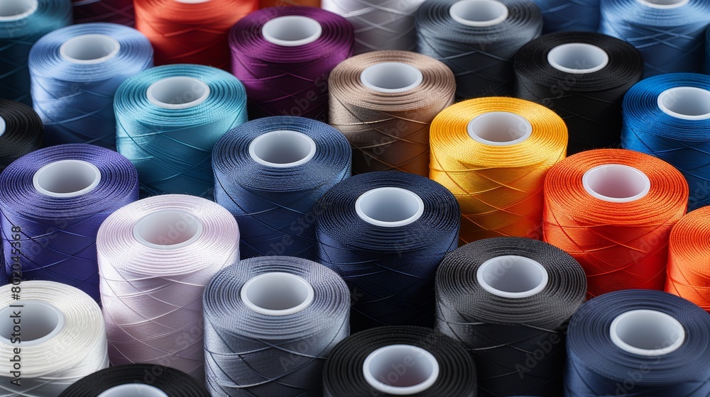 Vibrant cotton threads on spools for sewing and embroidery projects, perfect for creative crafts Vibrant cotton threads on spools for sewing and embroidery projects, perfect for creative crafts