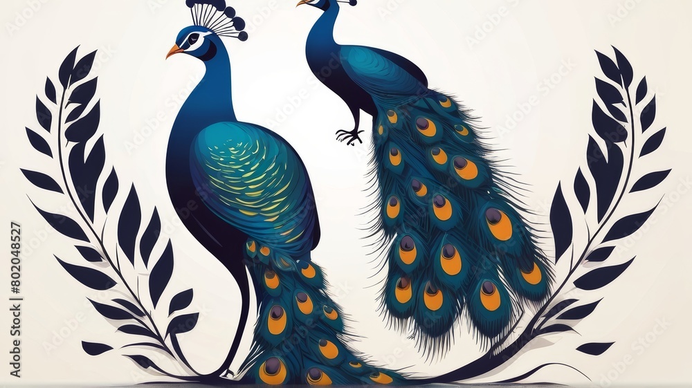 Fototapeta premium Indian Peafowl minimalist logo
