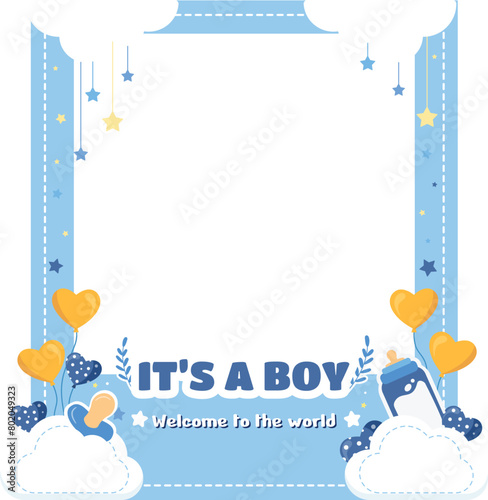 Cute Blue Photocall For Newborn Baby Boy
