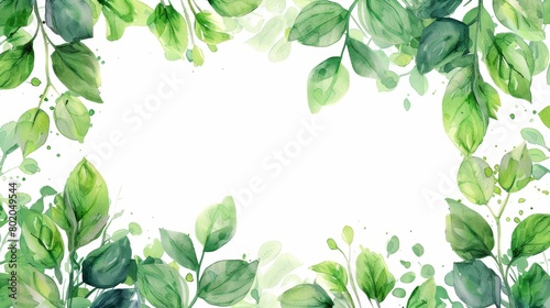 Spring Floral Card Template with Green Leaves Generative AI #802049544