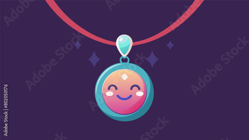 A necklace with a colorchanging charm that corresponds to an individuals mood allowing them to easily communicate their emotional state to others.. Vector illustration