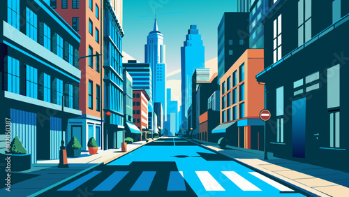 street in the city,Pop art digital style illustration,An urban landscape with small local shops and houses. Vector city street. Pedestrian crossing and traffic lights on the road, infrastructure