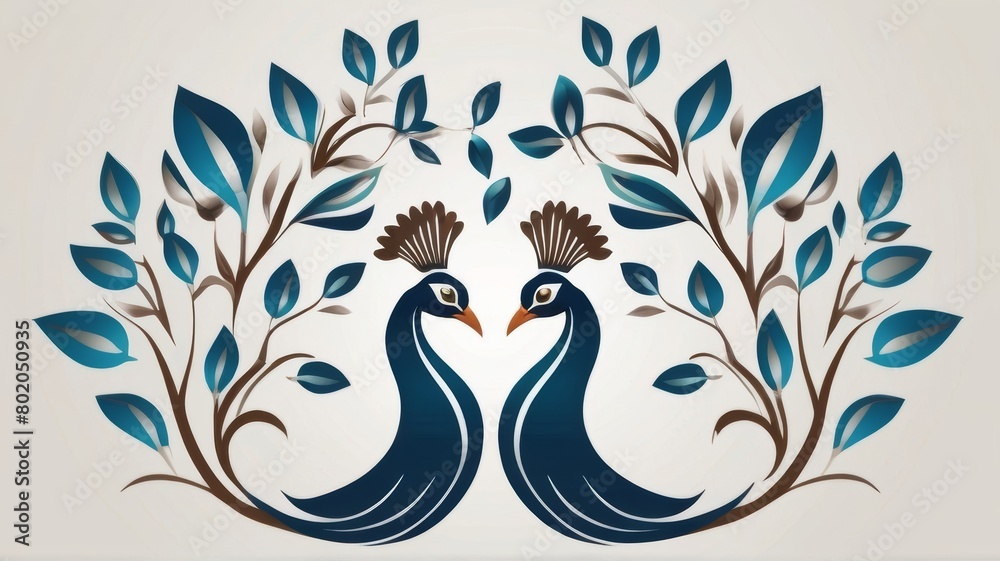 Indian Peafowl minimalist logo Indian Peafowl minimalist logo