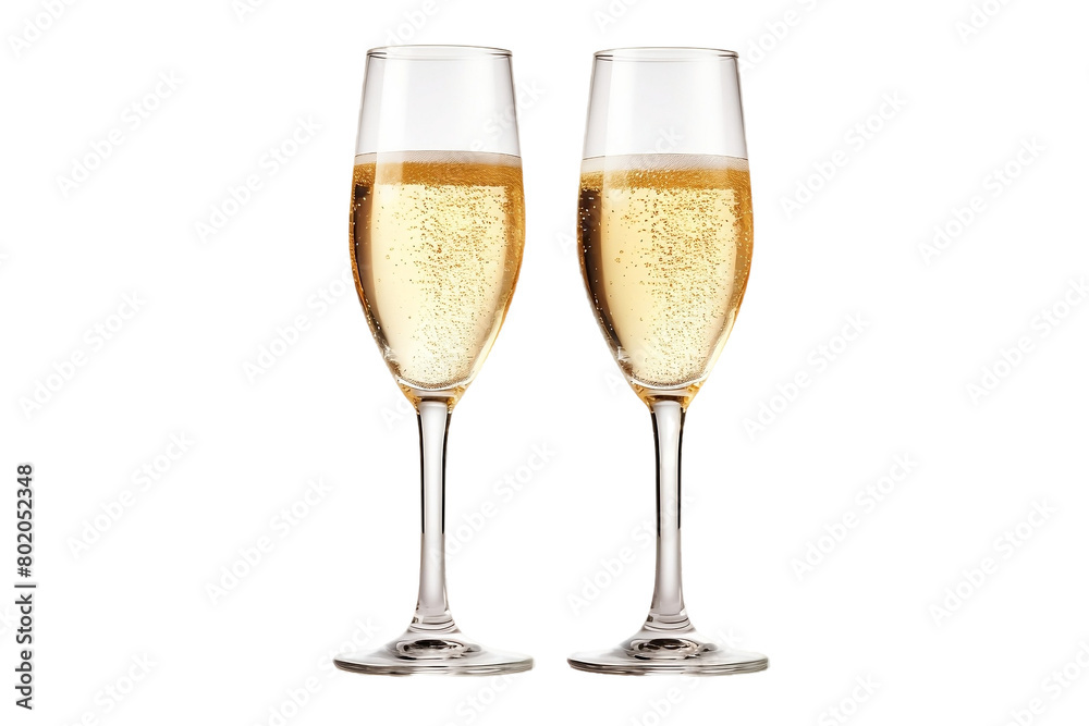 Laughter fills the room as flute glasses are raised in a joyous celebration toast.