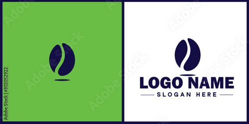 coffee bean icon logo Hot coffee shop Cafe food court store modern flat business vector logo