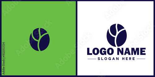 coffee bean icon logo Hot coffee shop Cafe food court store modern flat business vector logo