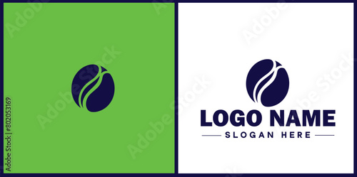 coffee bean icon logo Hot coffee shop Cafe food court store modern flat business vector logo