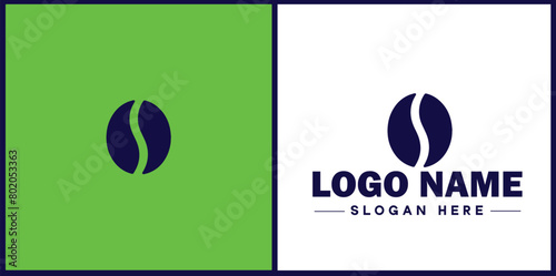 coffee bean icon logo Hot coffee shop Cafe food court store modern flat business vector logo