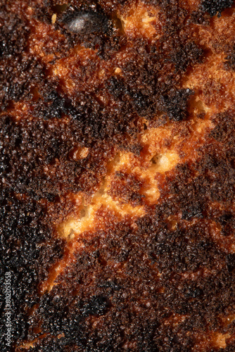 Very Burnt Bread Roll Toast Close Up Texture Close Up © squeebcreative