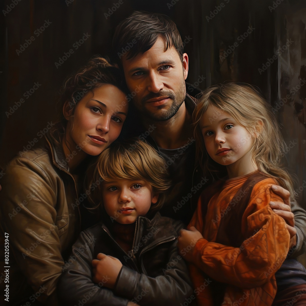 A heartwarming family portrait capturing an intimate moment of togetherness A heartwarming family portrait capturing an intimate moment of togetherness