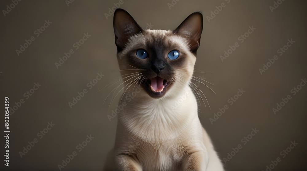 funny seal point siamese cat playing raising paws making funny face.generative.ai