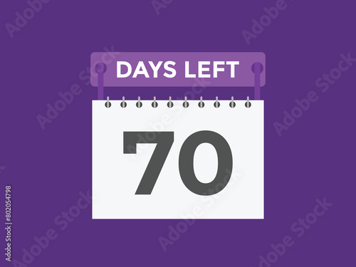 70 days to go countdown template. 70 day Countdown left days banner design. 70  Days left countdown timer