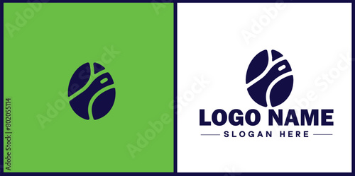 coffee bean icon logo Hot coffee shop Cafe food court store modern flat business vector logo