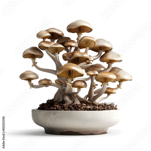  Trippy Mushroom Plant in pot on white background © Feroz