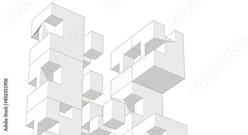 abstract modular architecture 3d rendering