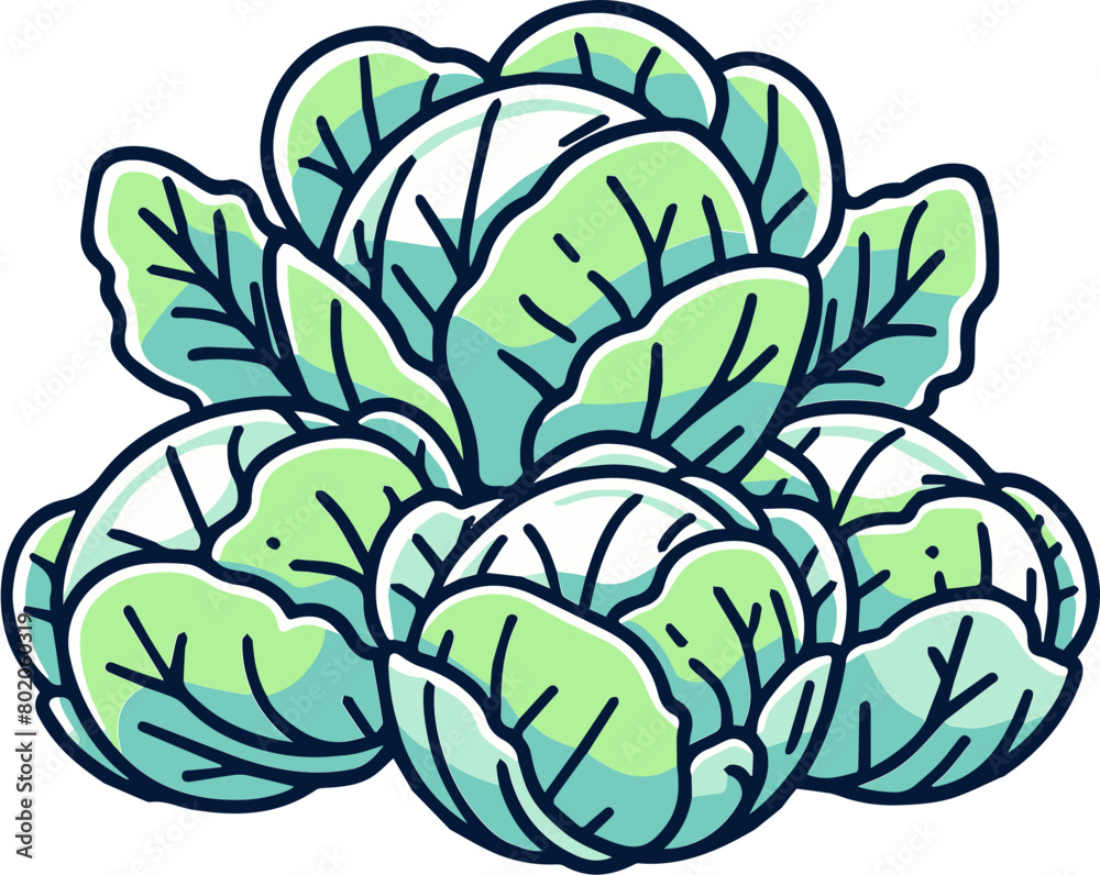 Obraz premium A cartoon image of a cluster of cabbages.