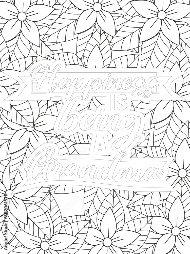 Obraz premium Keychain Quotes Flower Coloring Page Beautiful black and white illustration for adult coloring book